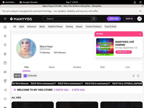 Manyvids.com Working Account