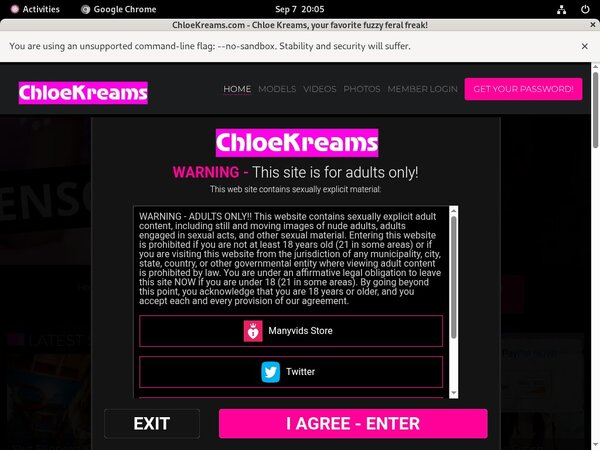 Chloekreams.com Member Access
